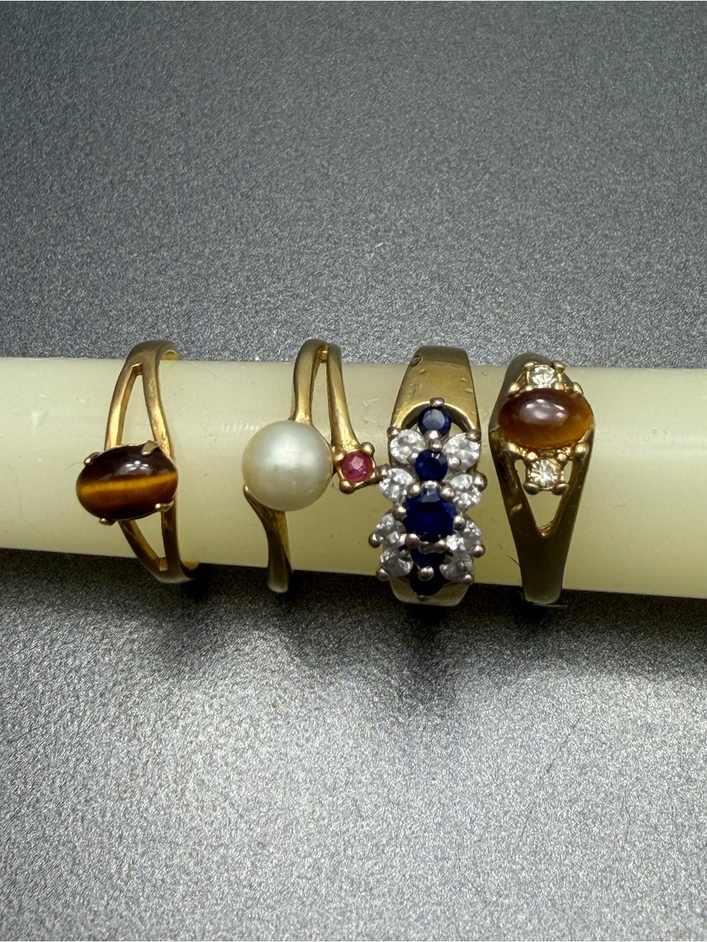 Four Vintage HGE Semi precious rings